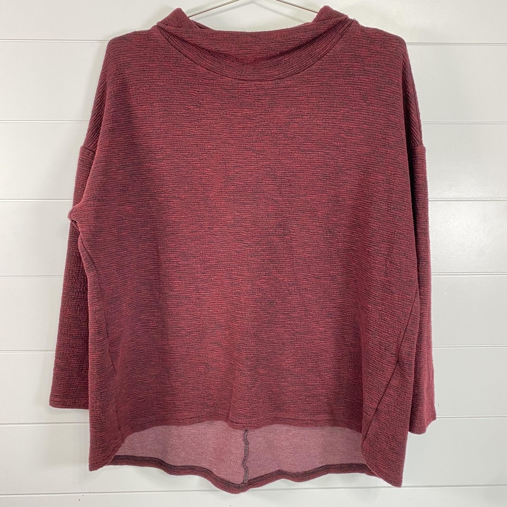 Cut Loose Sweater Womens Medium Red Textured Knit‎ Cowl Neck Made USA Pullover